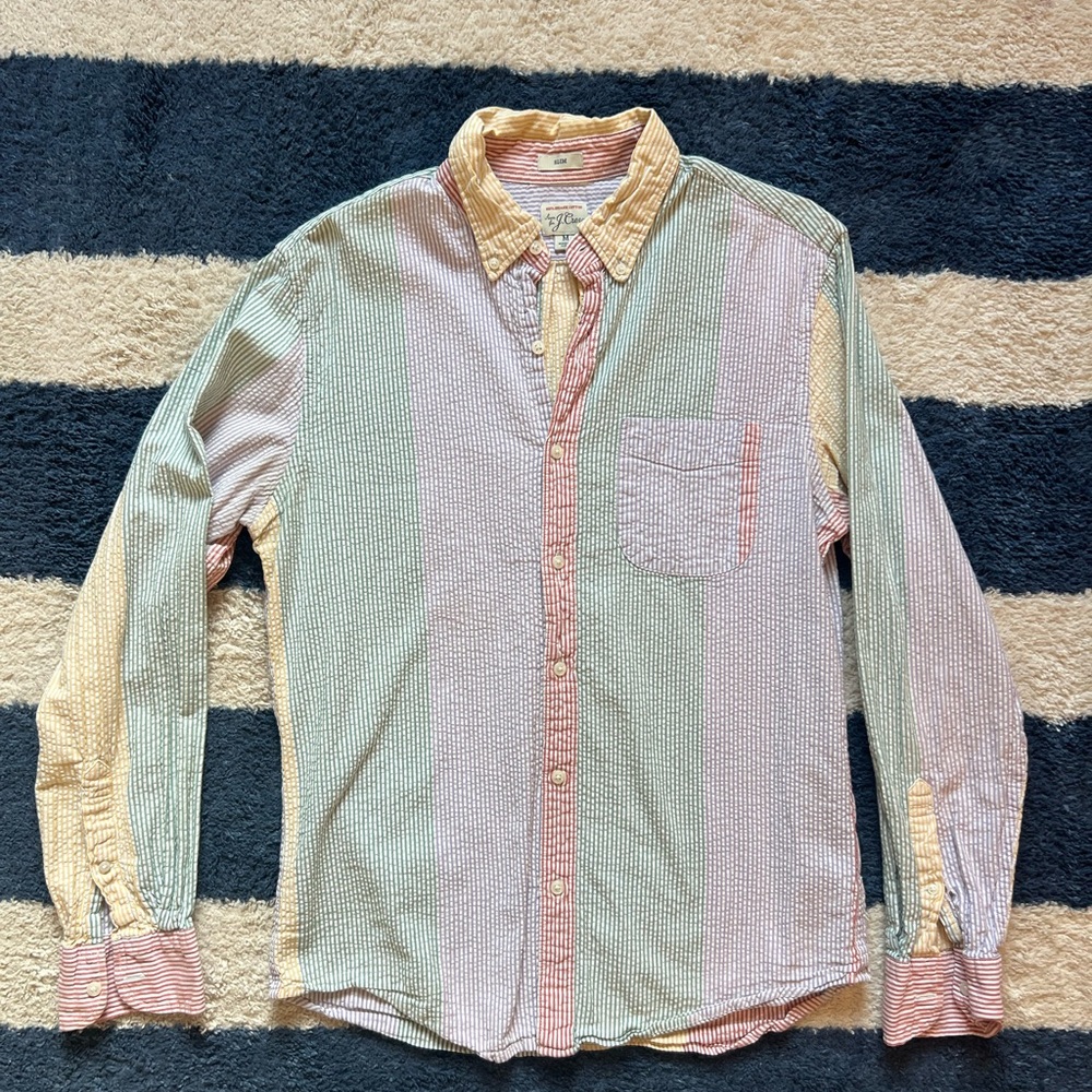 JCrew Seersucker Shirt Size Medium